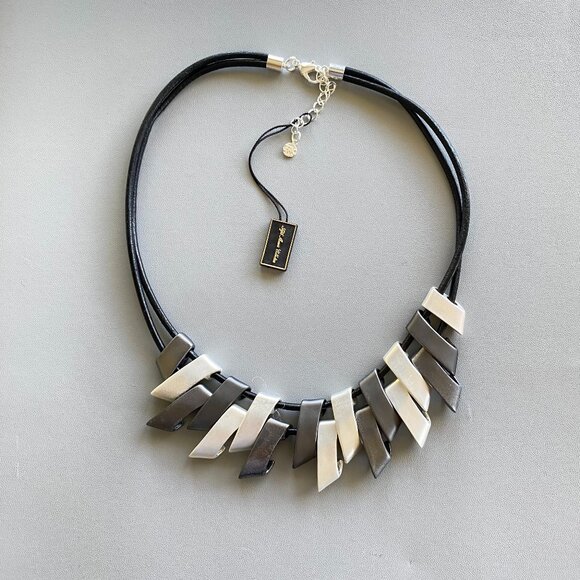 FAC Daring Edge Coker Necklace Gun Metal Silver Tone NWT - Picture 5 of 7